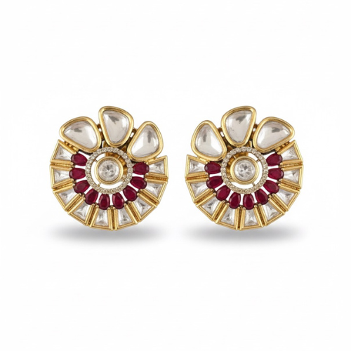 Ruby & Kundan Fan Earrings