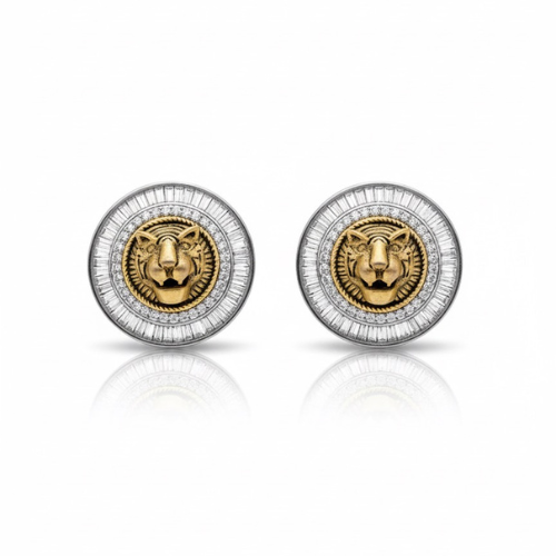 Vintage Lion Medallion Stud Earrings