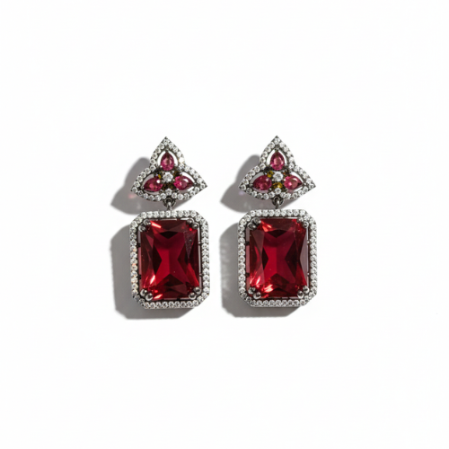 Vintage Ruby & Diamond Stud Earrings