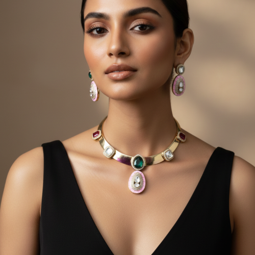 Multicolor Hasli Necklace Set for Women