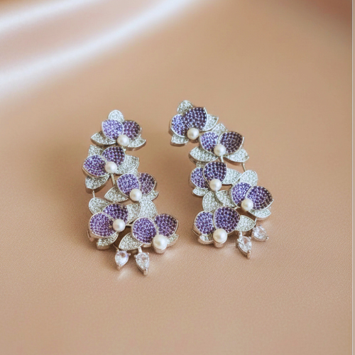 American Diamond Floral Earrings