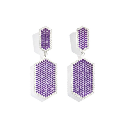 Lavender Geometric Zircon Statement Earrings