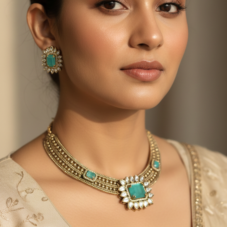 Emerald Heirloom Premium Zircon Necklace Set