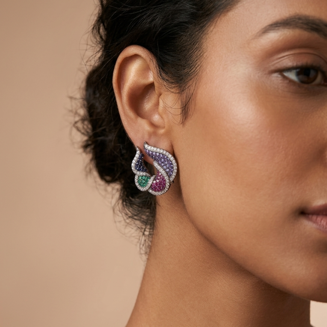 Multicolor Swirl Zircon Earrings