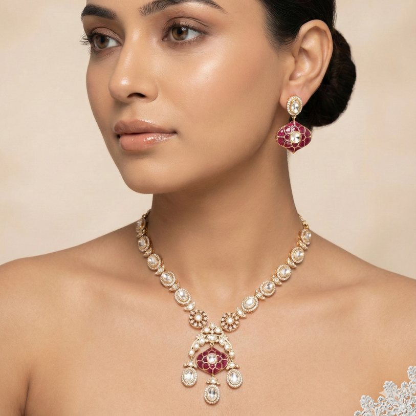Royal Ruby & Moissanite Heritage Necklace Set